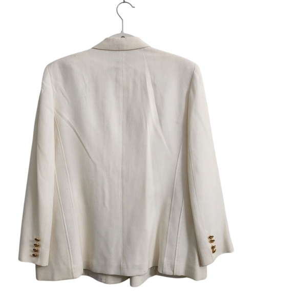 Lauren Ralph Lauren Blazer 8 Ivory Whitw Gold Buttons Wool Blend Collared - Picture 6 of 8